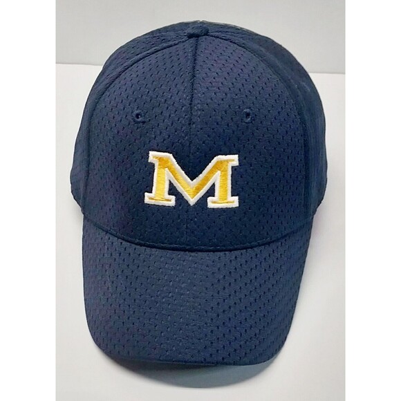 Michigan Wolverines Adjustable Hat Navy Blue Yellow Logo Vent Cobra One Size GUC - Picture 15 of 15